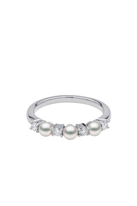 Eclipse Ring, 18k White Gold, Diamond & Pearl